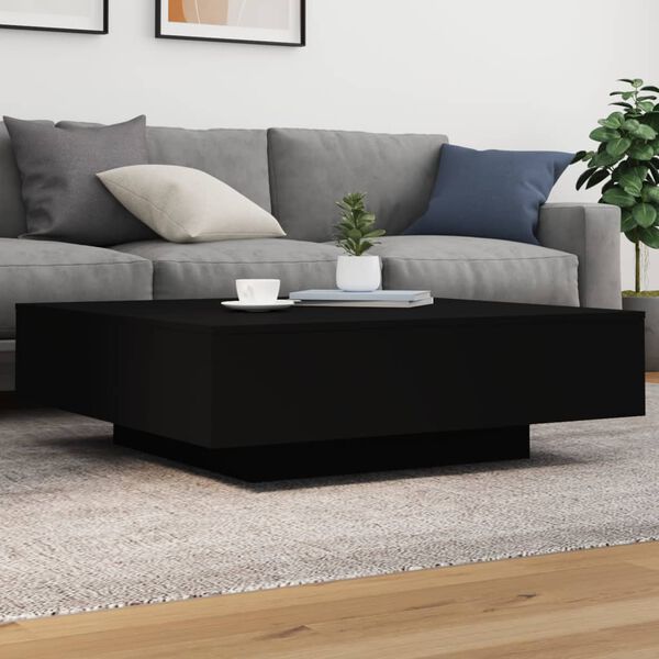 vidaXL Coffee Table Black Engineered Wood 39.4 x 39.4 in Modern