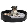 vidaXL Dog Bed Black and Grey Faux leather, plush, PP cotton, foam