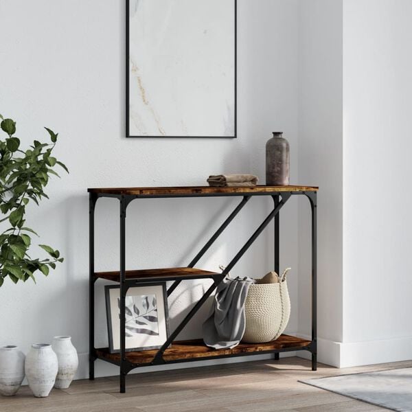 vidaXL Console Table Smoked oak Engineered wood, steel Medium