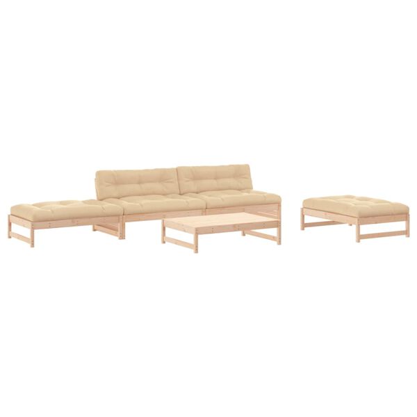 vidaXL Garden Lounge Set Beige, Natural wood tone