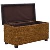 vidaXL Bench Brown and black Seagrass, faux leather, solid poplar wood