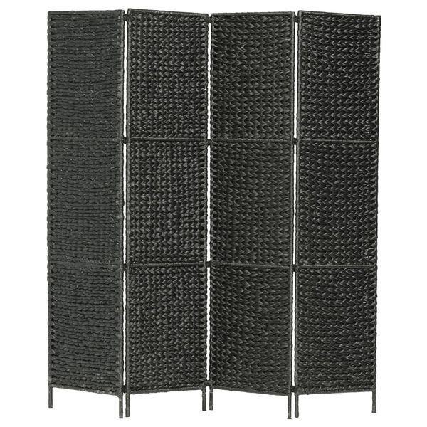 vidaXL 4-Panel Room Divider Black 60.6"x63"  Water Hyacinth