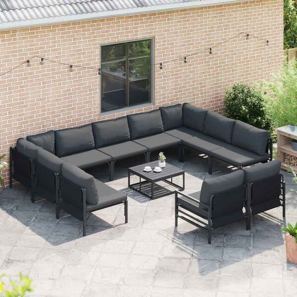 vidaXL Garden Sofa Set Anthracite Steel