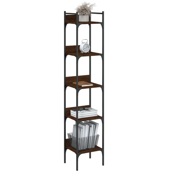 vidaXL Bookshelf Brown oak Engineered wood, powder-coated steel 5-Tier