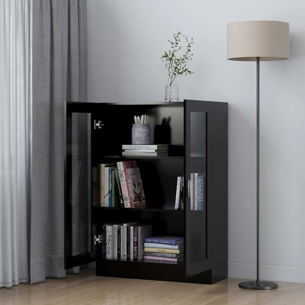 vidaXL Display Cabinet Black Engineered wood Standard Storage Cabinet