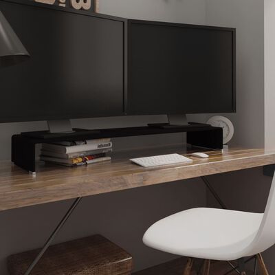 vidaXL TV Stand / Monitor Riser Glass Black 43.3"x11.8"x5.1"
