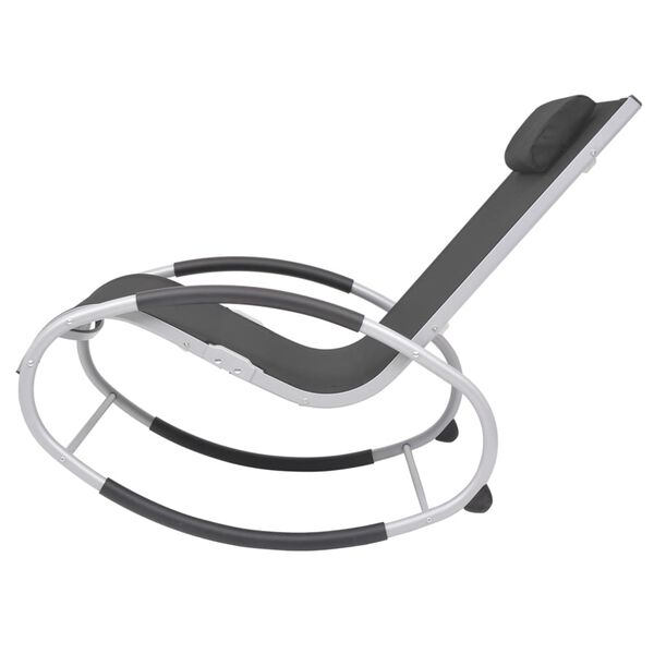 vidaXL Rocking Chair Black and Grey Aluminum, Textilene, Iron Standard