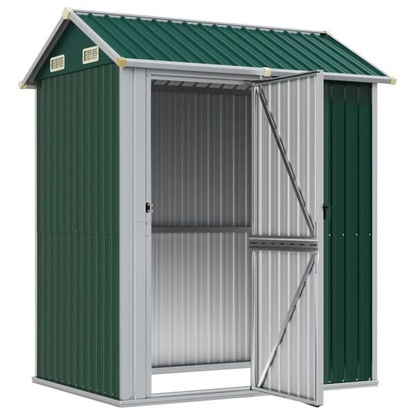 vidaXL Garden Shed Green Galvanized Steel Large Garden Shed