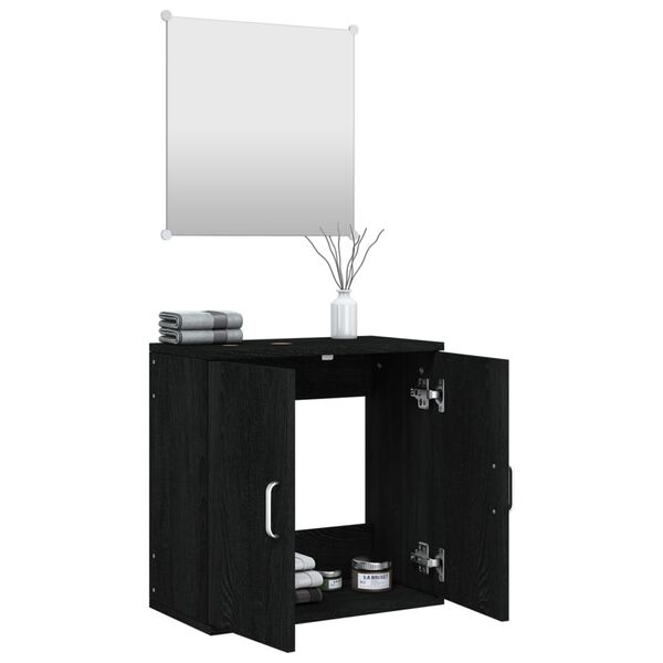 vidaXL Bathroom Furniture Set Black Engineered wood, glass Medium