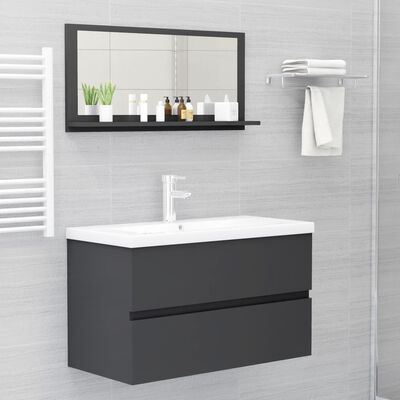 vidaXL Bathroom Mirror Gray 31.5"x4.1"x14.6" Engineered Wood