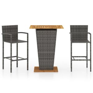 vidaXL Garden Bar Set Grey PE rattan Medium Footrest Garden Bar Set