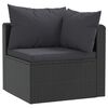 vidaXL Garden Sofa Black Poly Rattan, Powder-Coated Steel, Polyester
