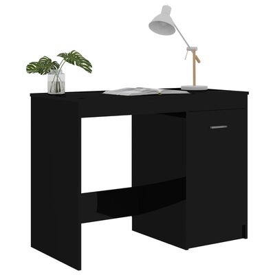 vidaXL Desk High Gloss Black 39.4"x19.7"x29.9" Chipboard