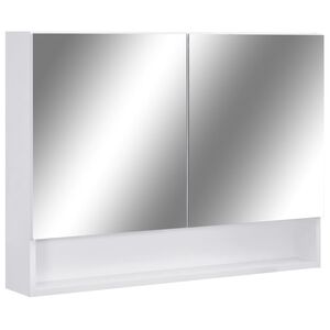 vidaXL Mirror Cabinet White and Silver MDF, Glass Medium