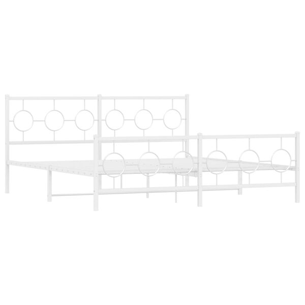 vidaXL Bed Frame White Powder-Coated Steel Double Storage Bed Frame