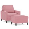 vidaXL Sofa Chair with Footstool Pink 23.6" Velvet