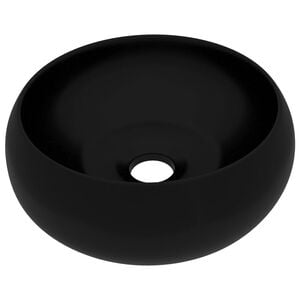 vidaXL Luxury Wash Basin Round Matt Black 15.7x5.9" Ceramic