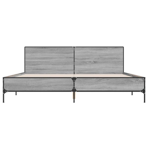 vidaXL Bed Frame Grey Sonoma Engineered wood, metal Full Modern