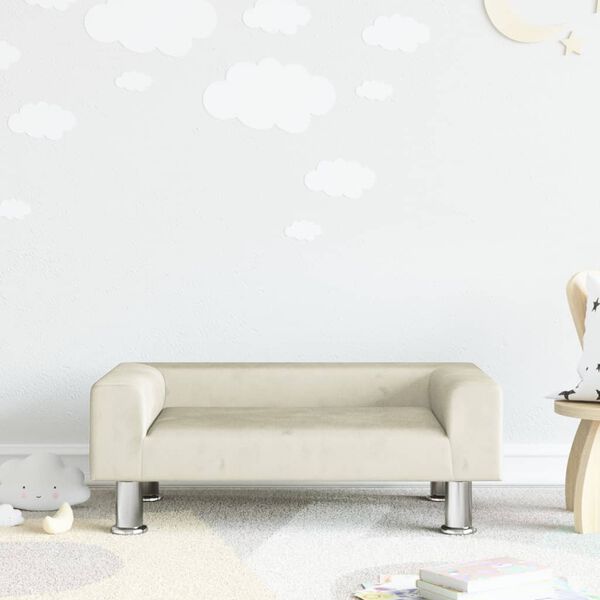 vidaXL Kids Sofa Cream Velvet, Foam, Solid Pine Wood Mini Kids Sofa