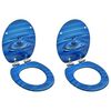 vidaXL WC Toilet Seats with Soft Close Lid 2 pcs MDF Blue Water Drop Design (2x146913)