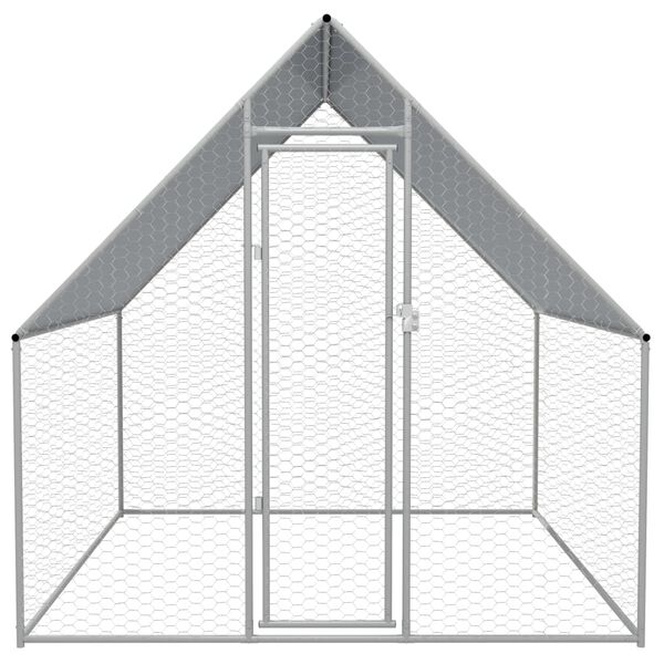 vidaXL Chicken Cage Silver frame, Grey roof