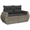 vidaXL Garden Sofa Set Grey PE rattan, powder-coated steel, tempered glass