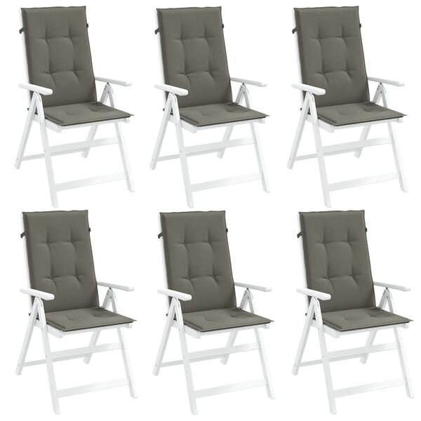vidaXL Highback Chair Cushion Set of 6 Melange dark grey 100% polyester
