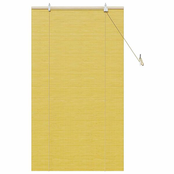 vidaXL Roller Blind with Curtains Yellow 35.43 x 62.99 in Bamboo