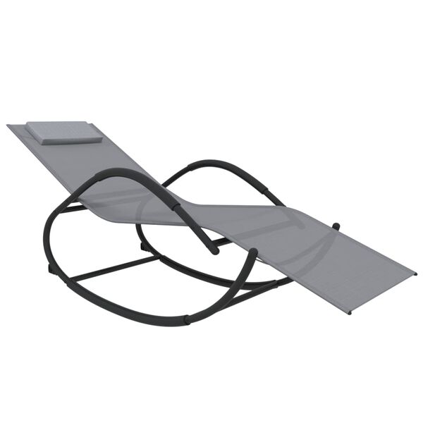 vidaXL Sun Lounger Grey Powder-coated steel, Textilene, foam Large