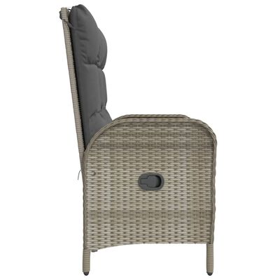 vidaXL Reclining Patio Bench with Cushions 42.1" Poly Rattan Gray