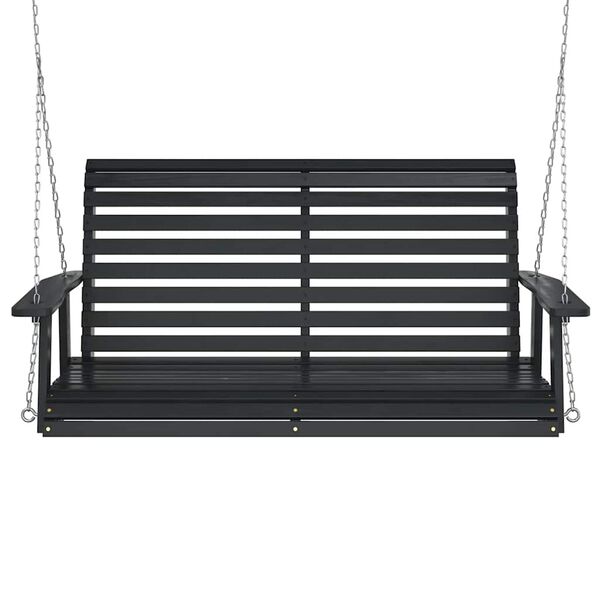 vidaXL Garden Swing Bench Black Solid fir wood and galvanized iron