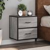 vidaXL Wall-mounted Bedside Cabinet Grey Sonoma Engineered wood, Metal