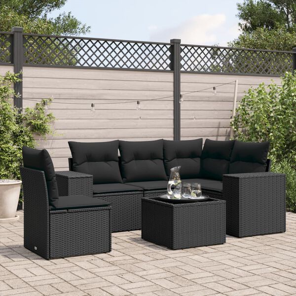 vidaXL Garden Sofa Set Black PE Rattan Large Modular Garden Sofa Set