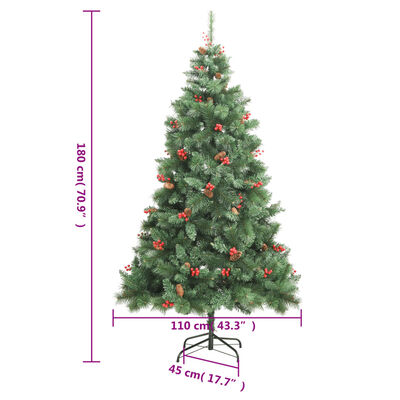 vidaXL Artificial Hinged Christmas Tree with Cones and Berries 70.9"