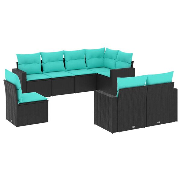 vidaXL Garden Sofa Set Black, Blue