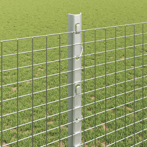 vidaXL Fence with Post Silver 3.94 x 164.04 ft Steel
