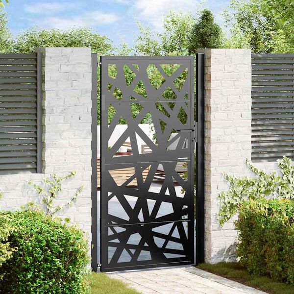 vidaXL Garden Gate Black 39.4x68.9" Steel Light Design