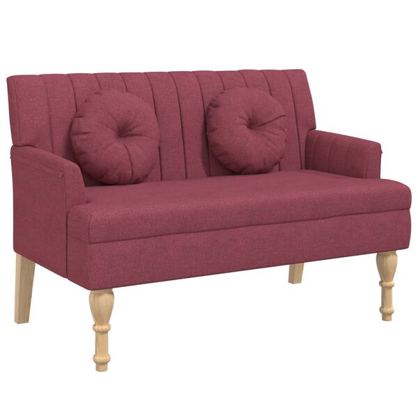 vidaXL Bench Wine Red Fabric (100% polyester), Plywood, Solid Rubber Wood