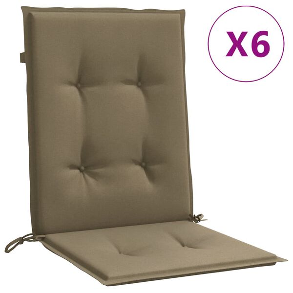 vidaXL Lowback Chair Cushion Set of 6 Melange taupe Polyester