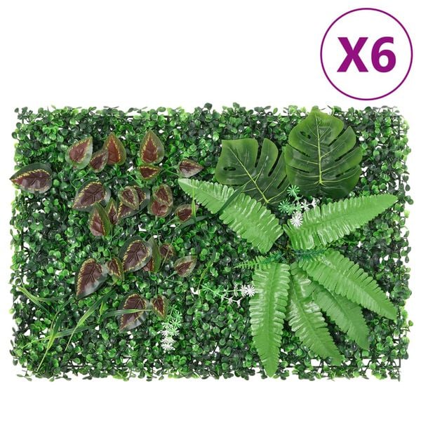 vidaXL Artificial Plant Fence Set of 6 Green PE (Polyethylene)