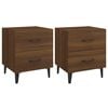 vidaXL Bedside Cabinet Set of 2 Brown Oak Engineered wood, Metal Compact