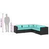 vidaXL Garden Lounge Set Black PE rattan 5 Piece Set Modular