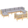 vidaXL Garden Lounge Set Grey Solid pinewood, 100% polyester fabric