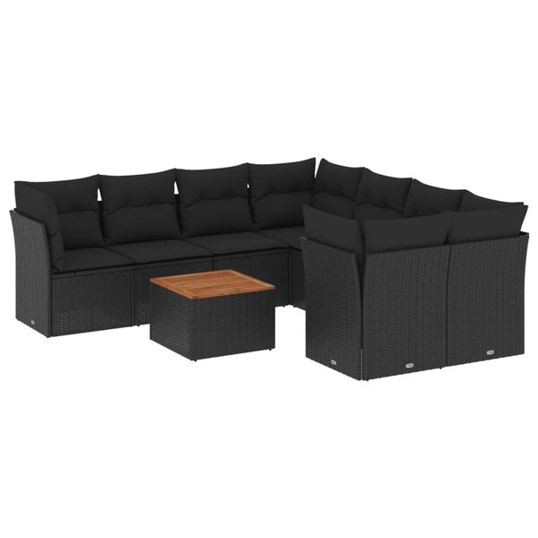 vidaXL Garden Sofa Set Black and Brown