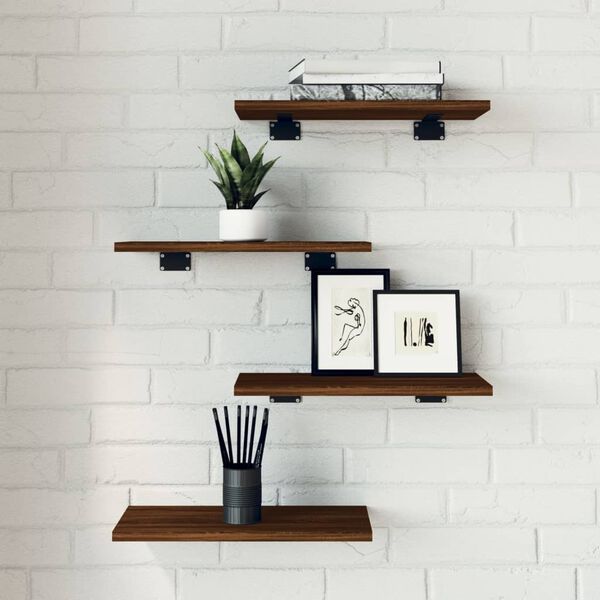vidaXL Wall Shelf Set of 4 Brown Oak Engineered Wood