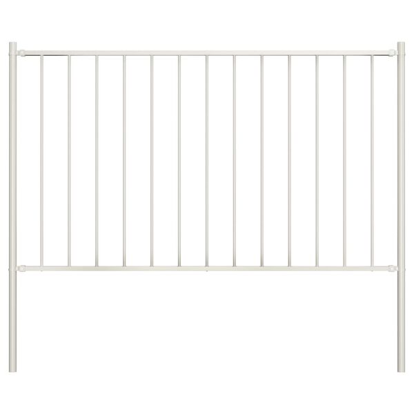 vidaXL Fence Panel with Posts Powder-coated Steel 5.6x4.1' White