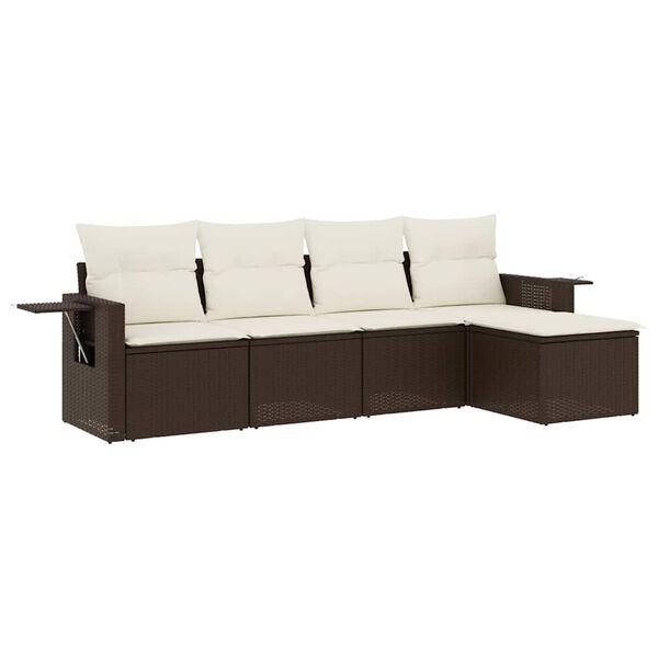 vidaXL Garden Sofa Set Brown, Cream White