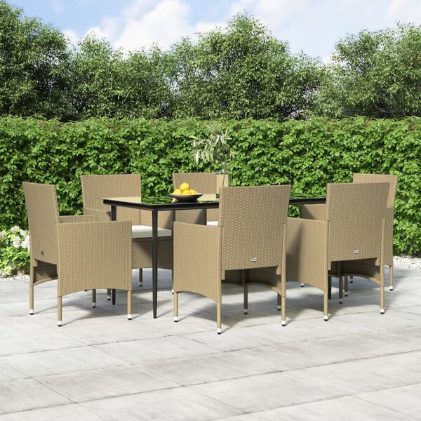 vidaXL Garden Dining Set Beige and Black