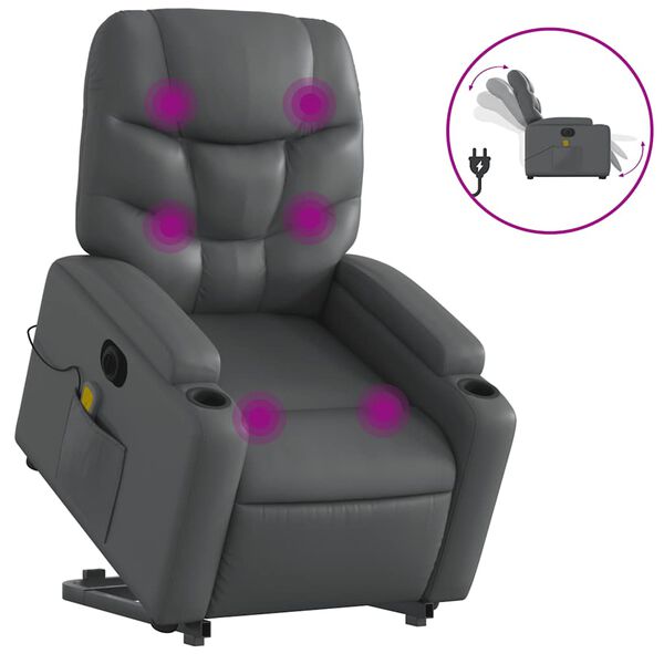 vidaXL Electric Stand Up Massage Recliner Chair Gray