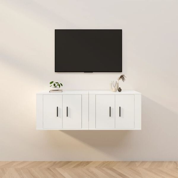 vidaXL Wall-mounted TV Cabinet Set of 2 White Engineered wood